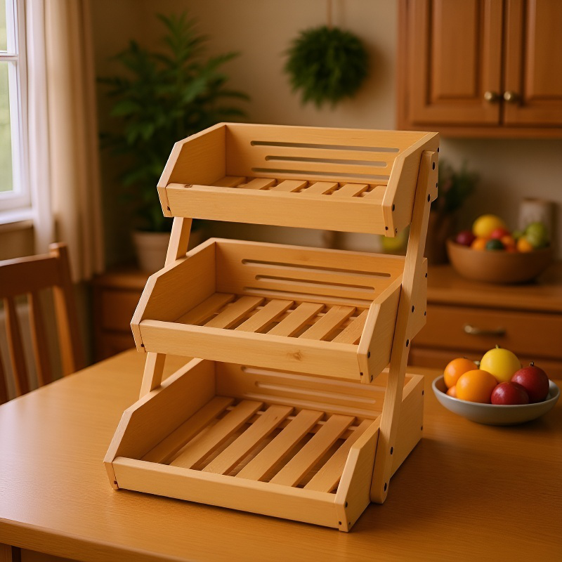 Organizador de cocina de tres pisos, plegable y práctico para ollas y sartenes