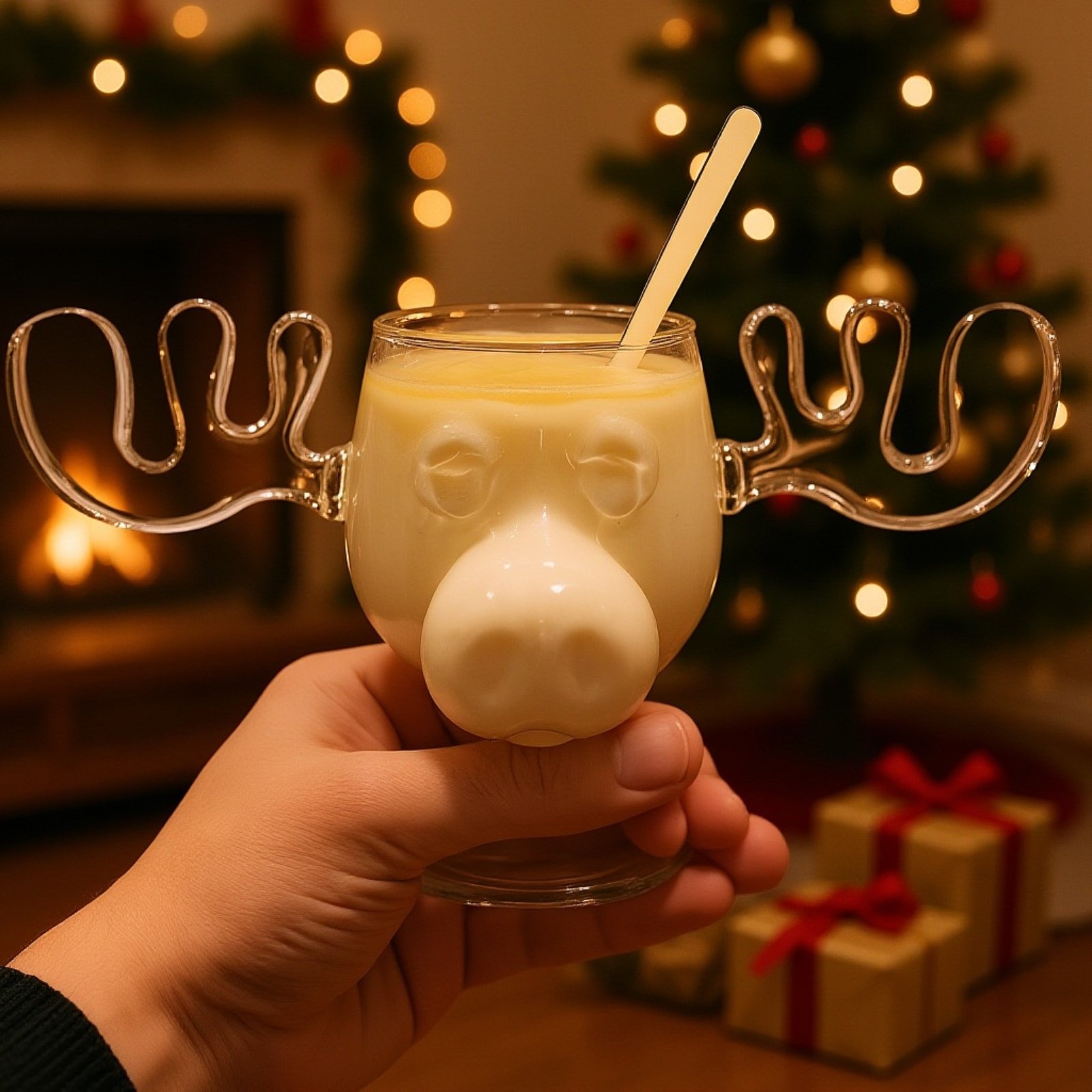 Christmas wine glass