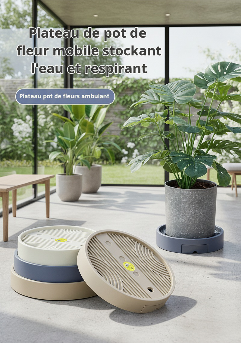 Plateau mobile dissimulé pour pot de fleurs