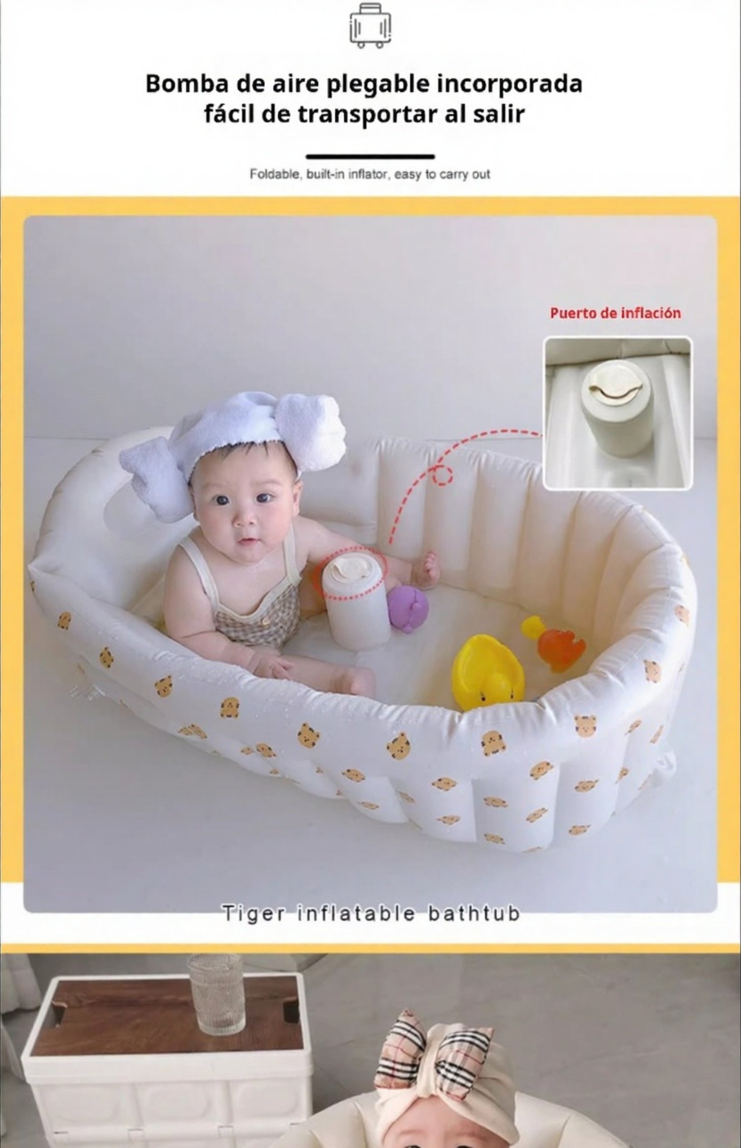 Piscina inflable plegable para baño de recién nacido