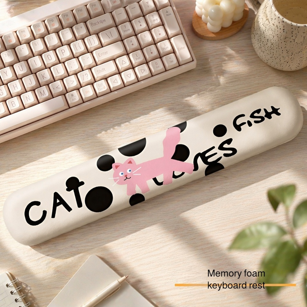Pink cat wrist rest mouse pad office mouse pad cartoon illustration rubber soft pad non-slip compute