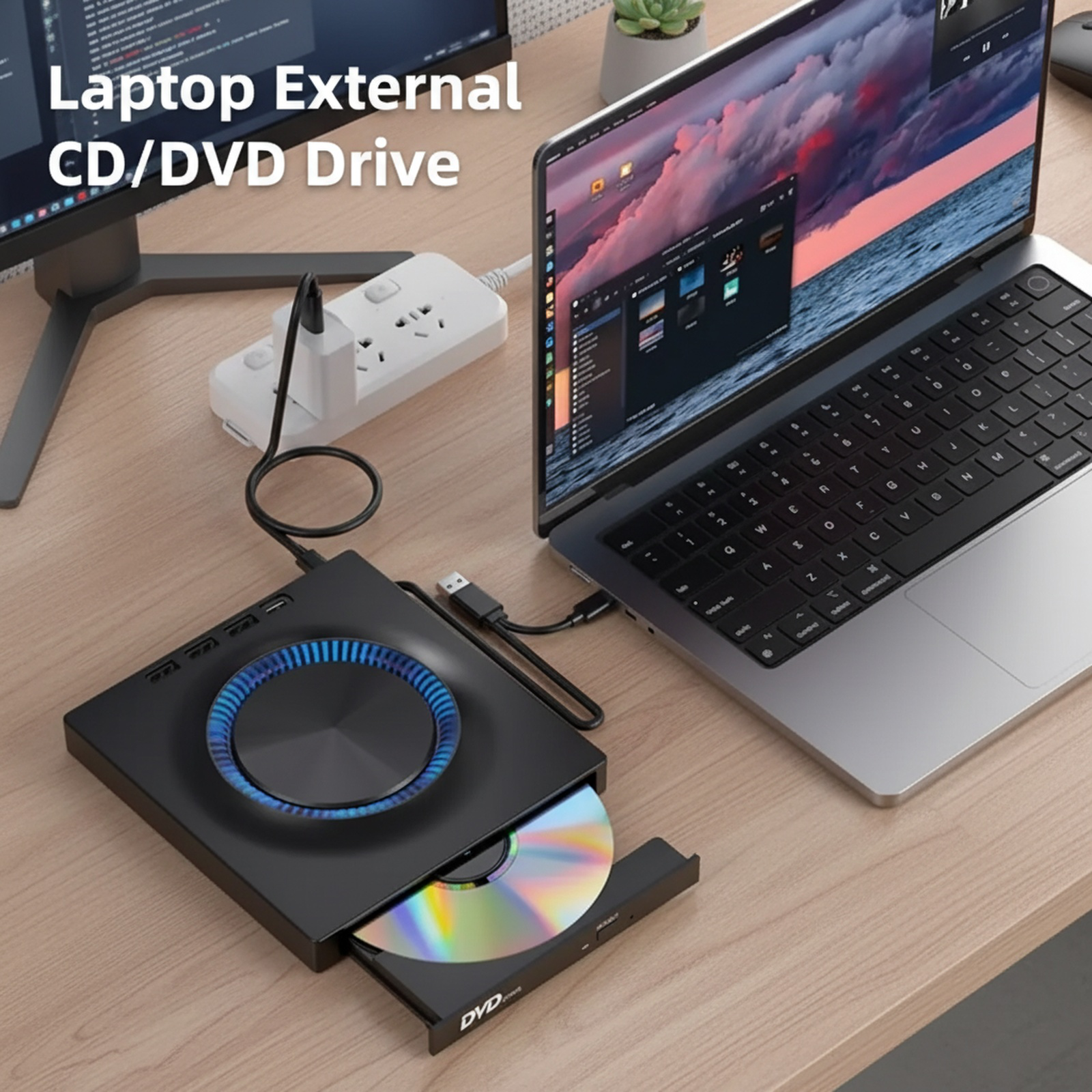 USB External Optical Drive Portable DVD Burner, Compatible with Desktop and Laptop