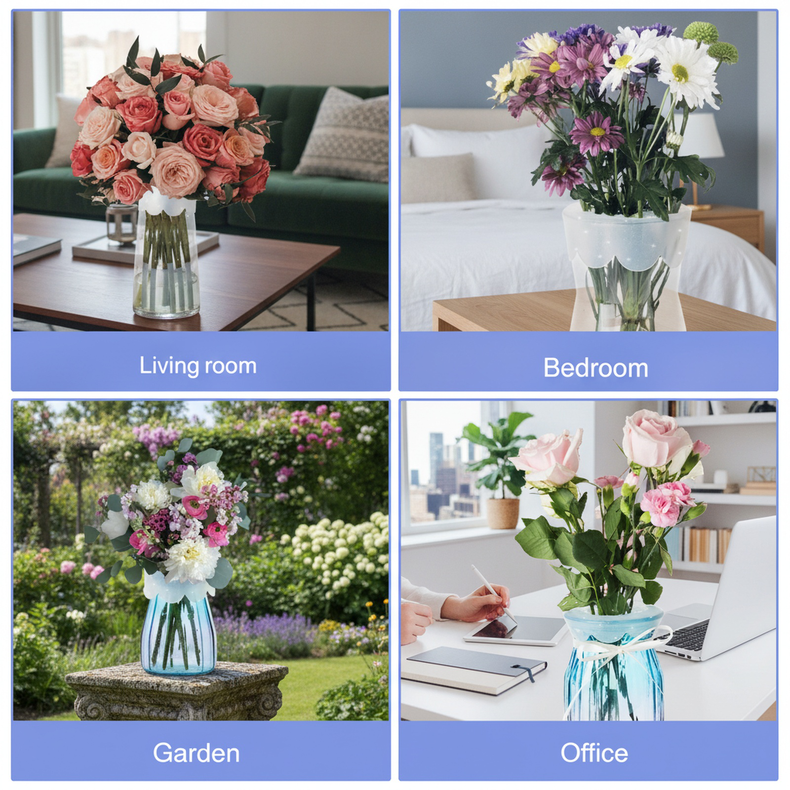 Durable silicone bouquet holder for floral decor
