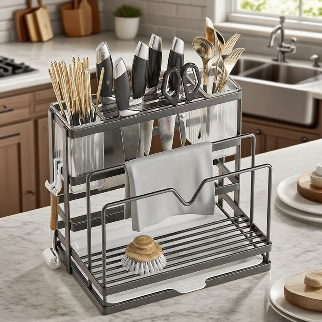 มีดทำครัวหนึ่งชั้นเก็บสำหรับใช้งานในห้องครัว