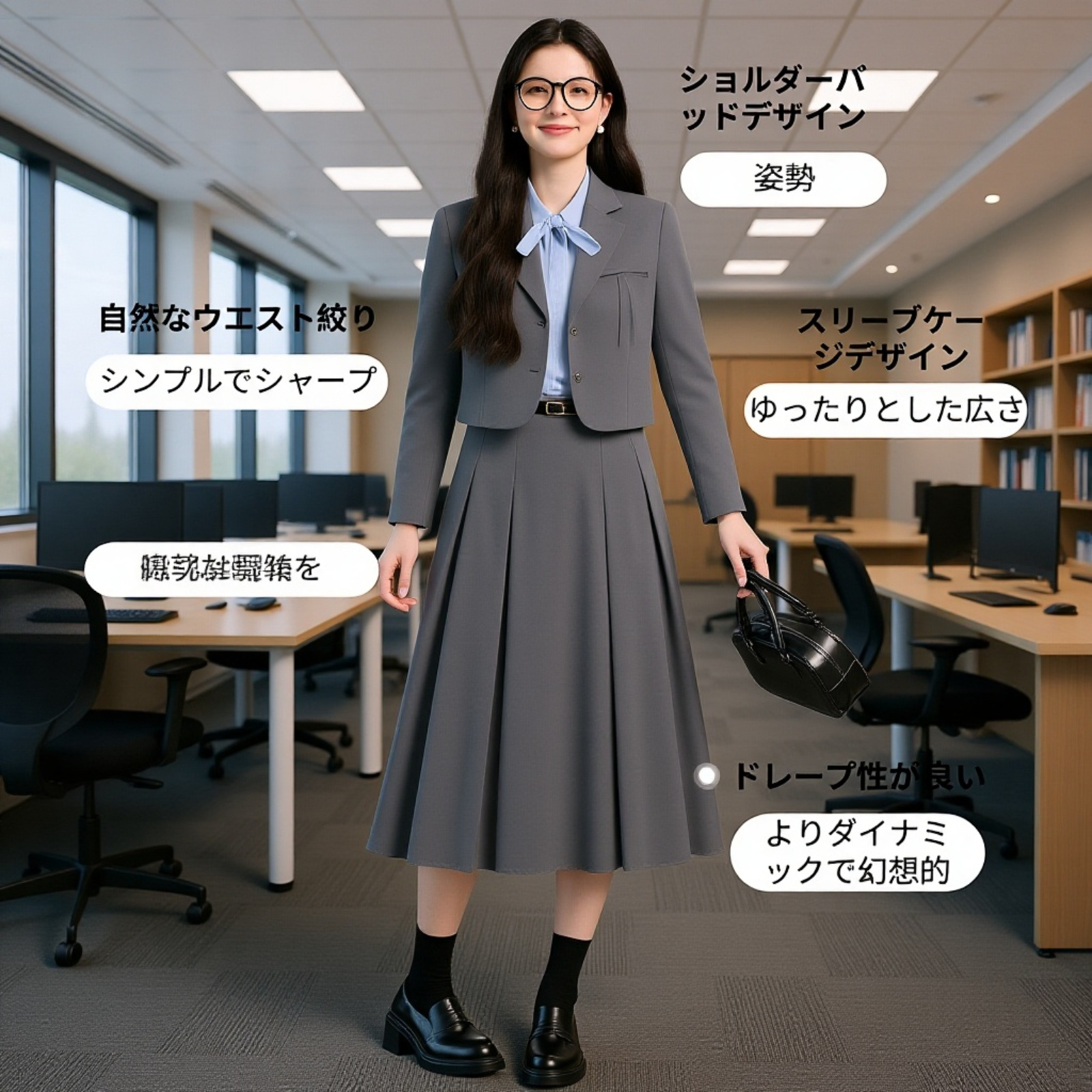 若々しいアカデミック風スーツセットスカート三点セット