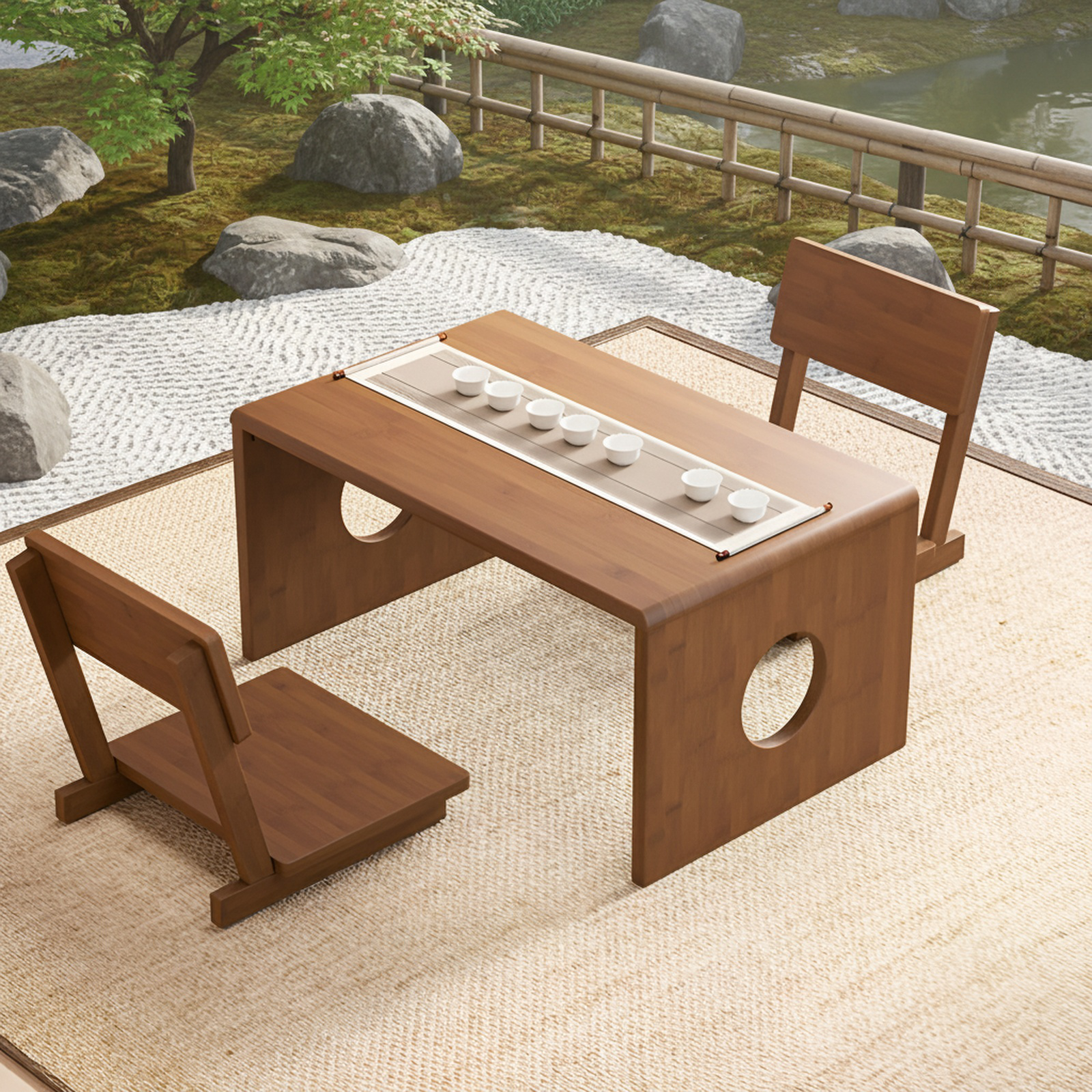 Kleiner Massivholz Tatami Faltbarer Teetisch Kang Tisch für Schlafzimmer