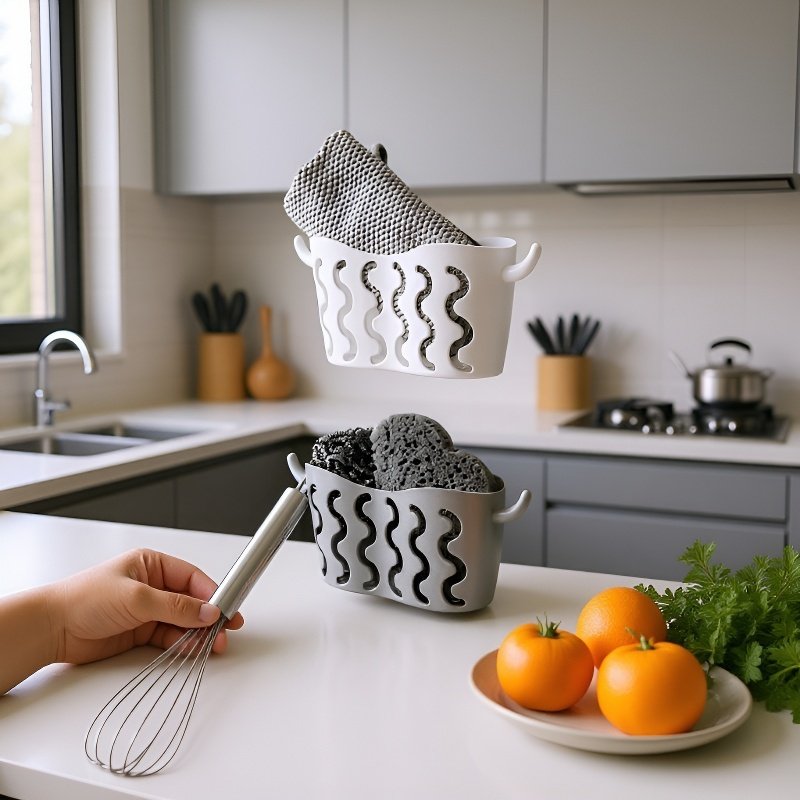 ドリル不要の収納ハンギングバスケット