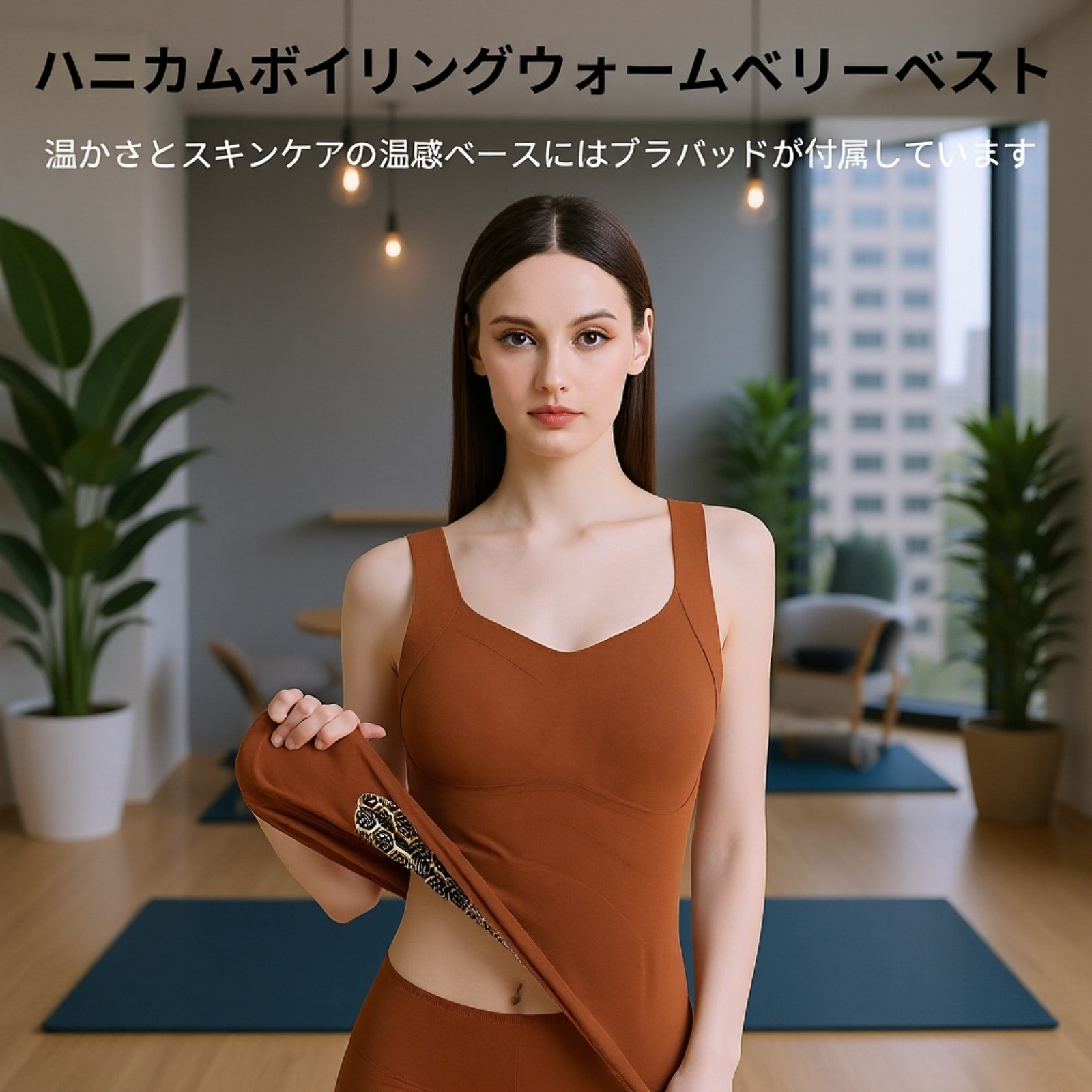 多機能厚手レディースキャミソール（ブラパッド付き）