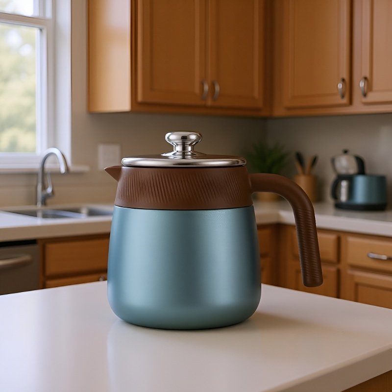 Tetera de gran capacidad con interior de titanio y función de separación, color uniforme