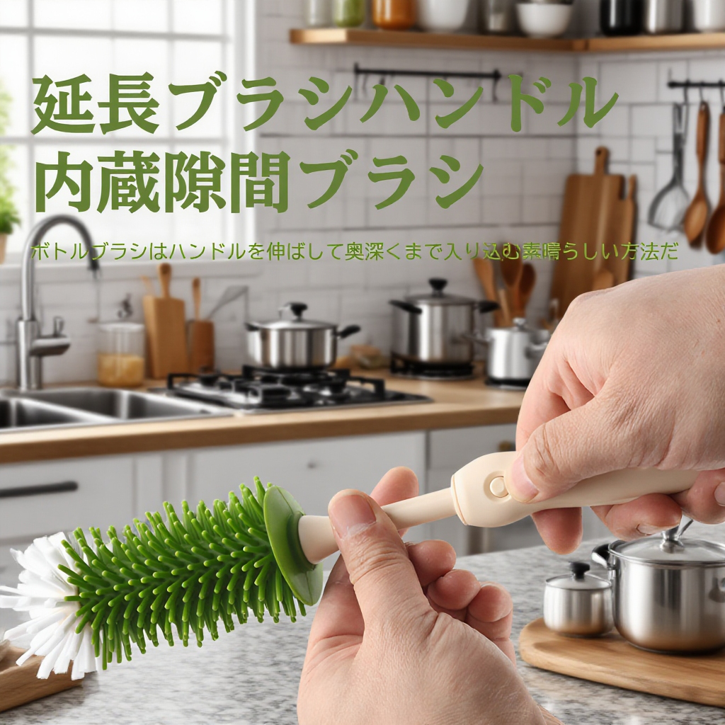 新しい液体保存ボトルブラシ多機能シリコンナイロンブラシギャップニップルロングハンドルクリーニングブラシカップブラシセット