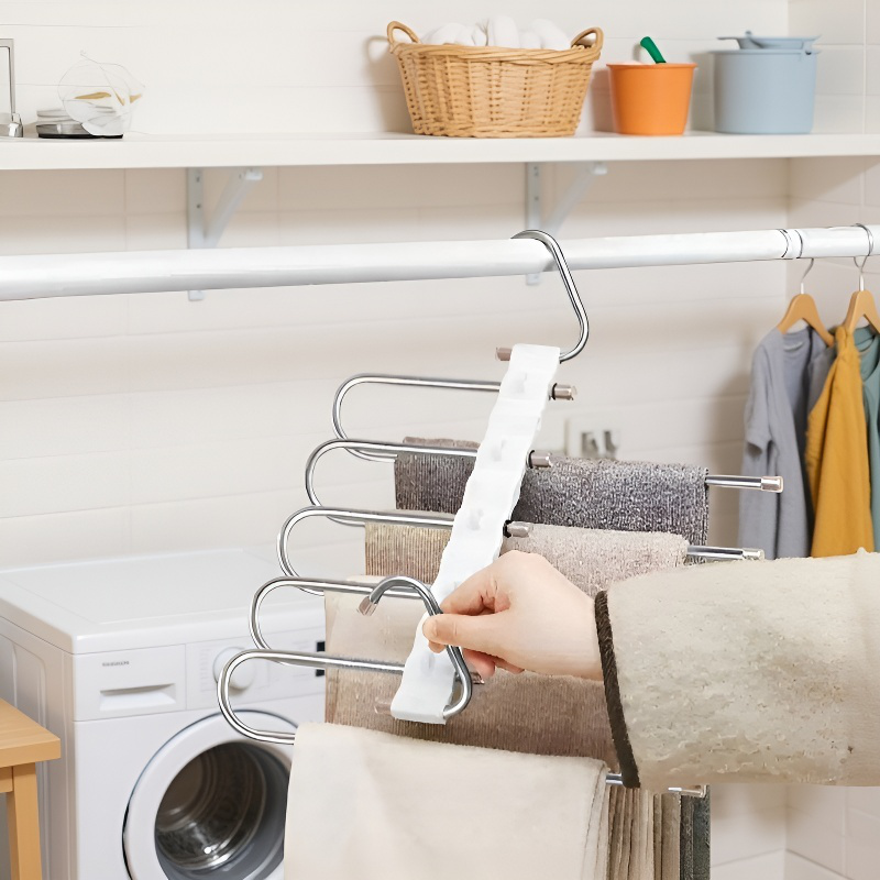 Estante multifuncional para pantalones de acero inoxidable extensible
