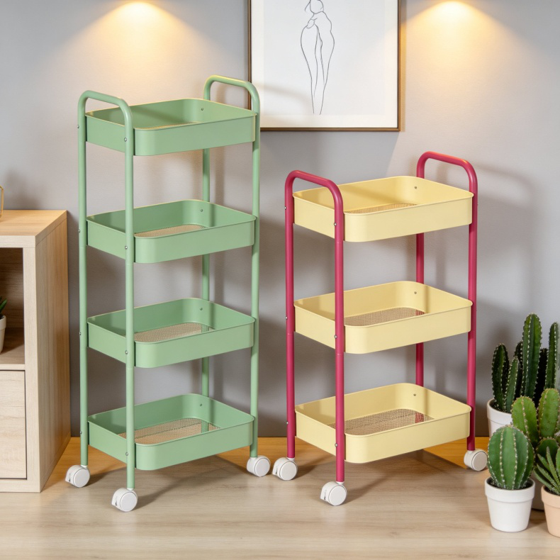 Carro organizador de baño sin perforación de acero al carbono