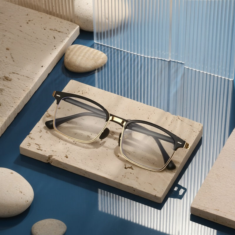 JMY Smart Zoom Half-Eyebrow Frame Anti-Blue Light Reading Glasses