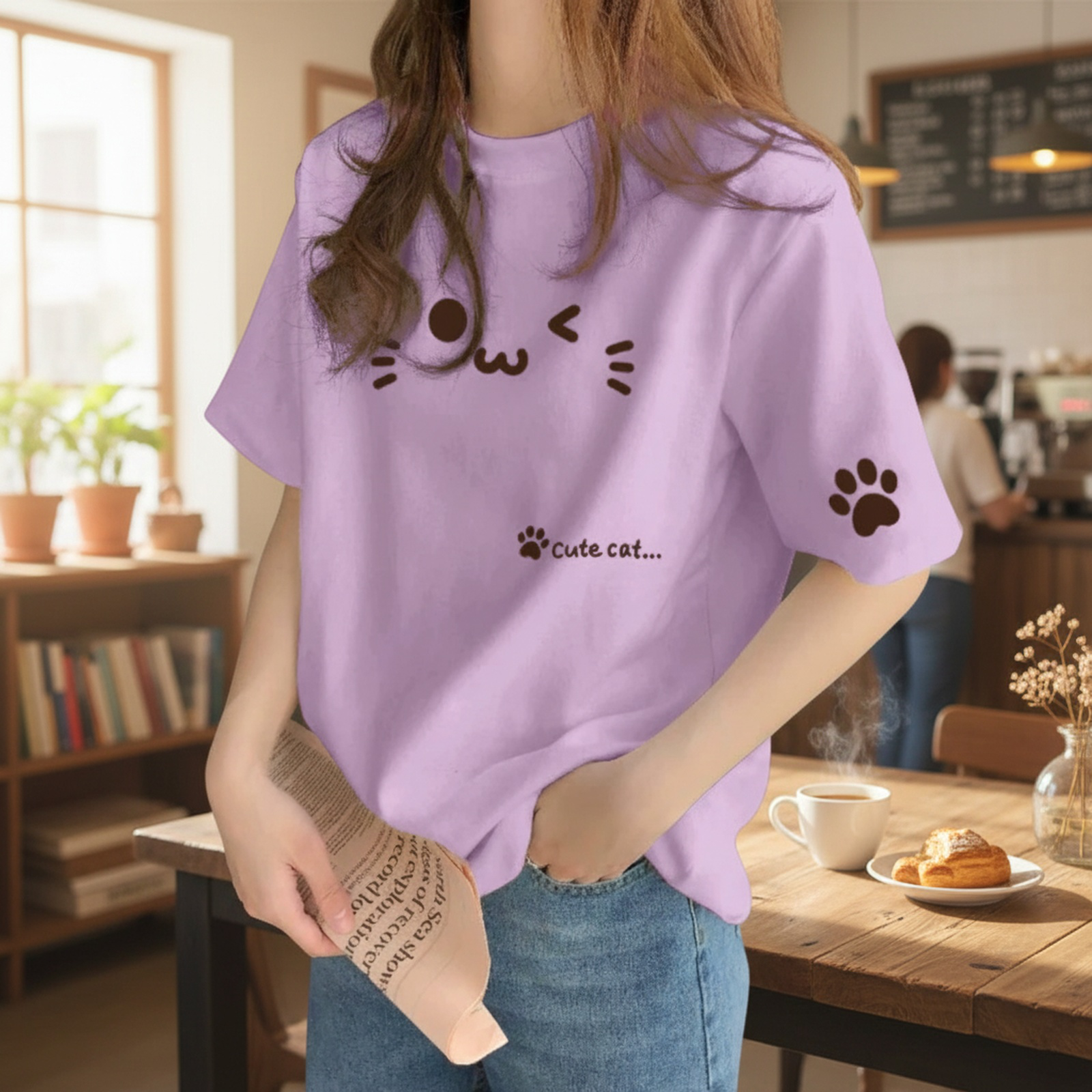 シンプルで上品なベージュカラーのインナーTシャツ