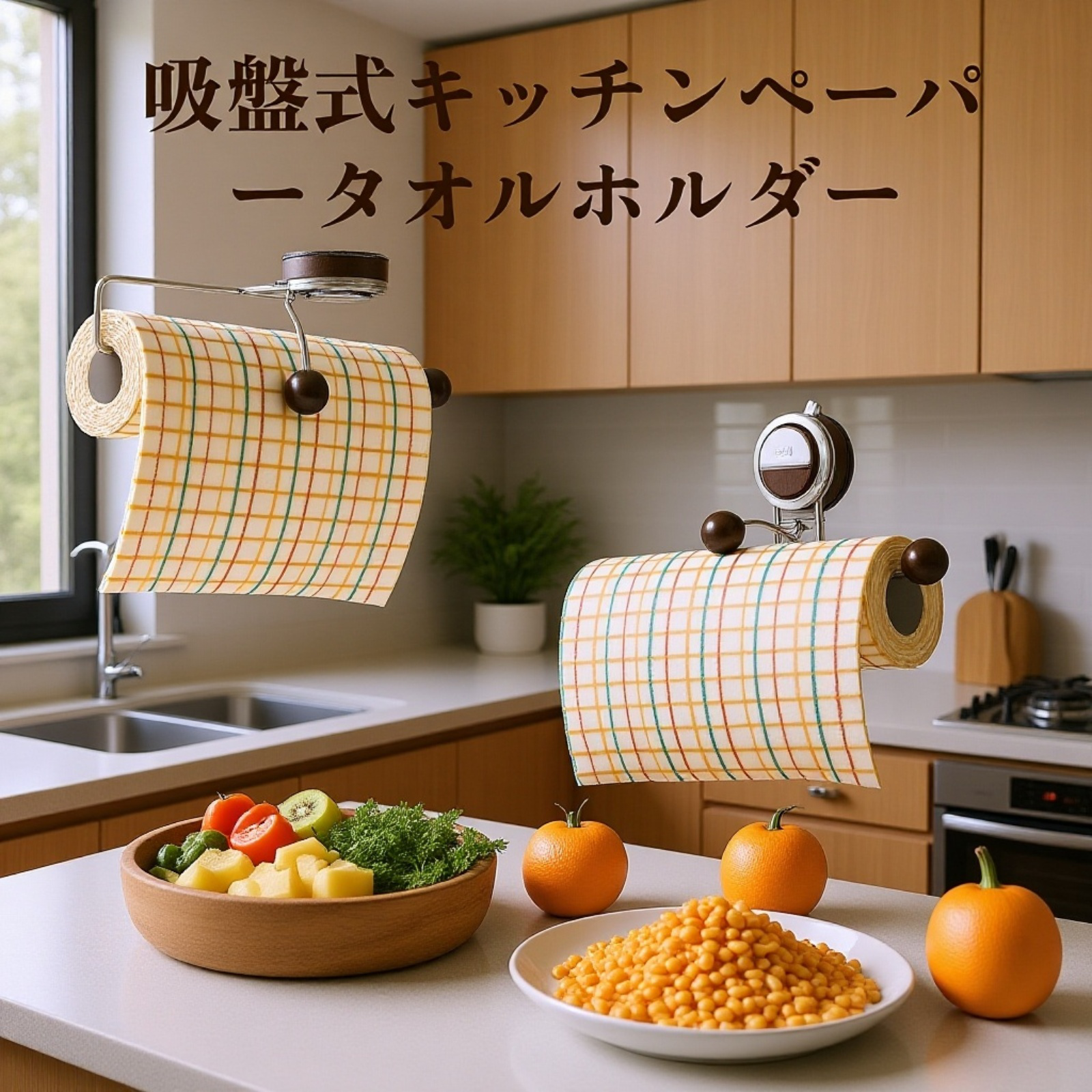 吸盤付き布巾・トイレットペーパー収納ラック 壁掛け式 取り外し可能