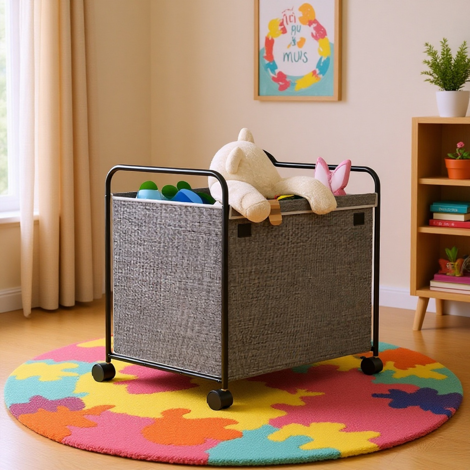多機能可動式汚れた衣類バスケットリビングルームベッドルーム大型収納ボックスオックスフォード布子供用おもちゃ収納ボックス