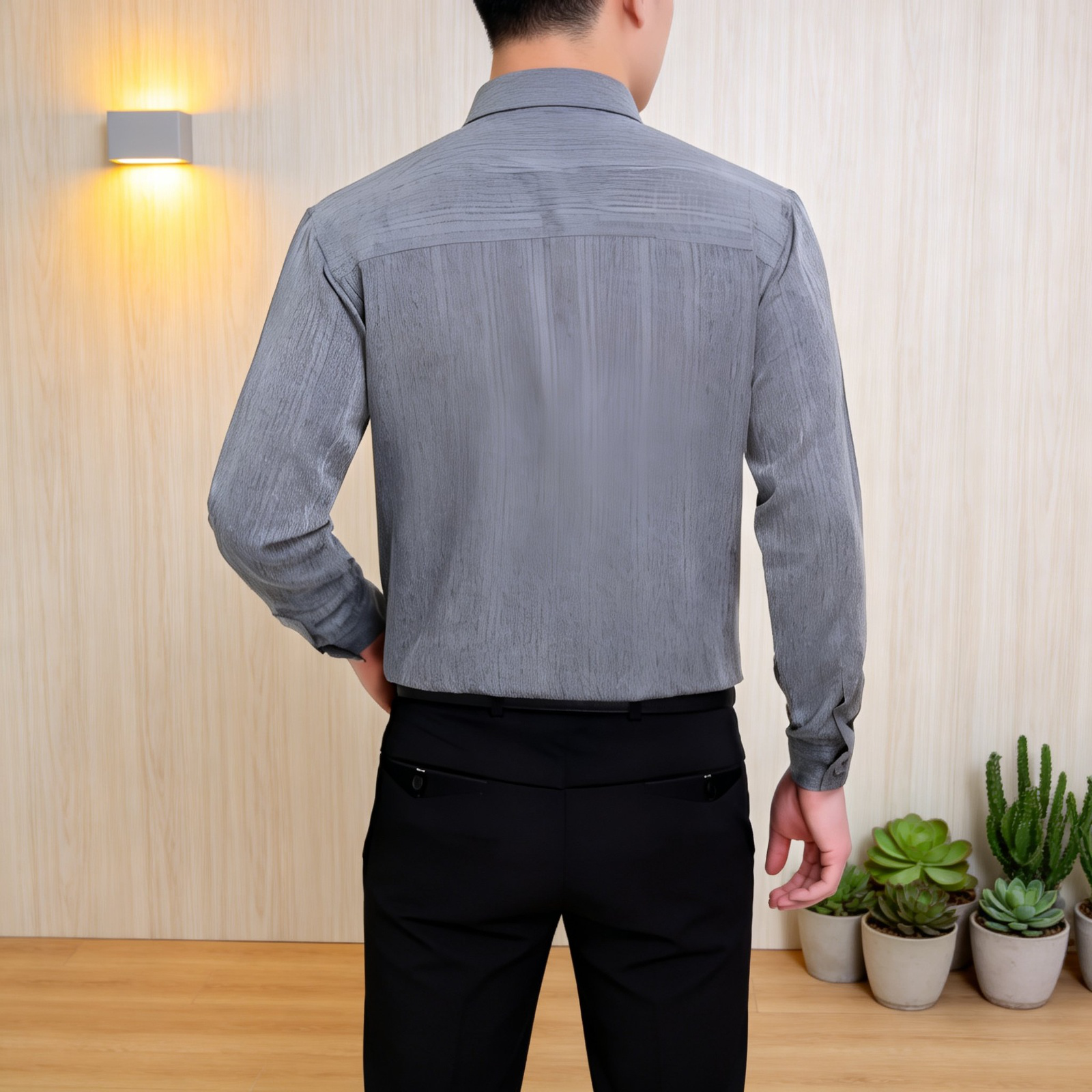 아버지 봄가을 옷 추천 면마 셔츠 착용샷