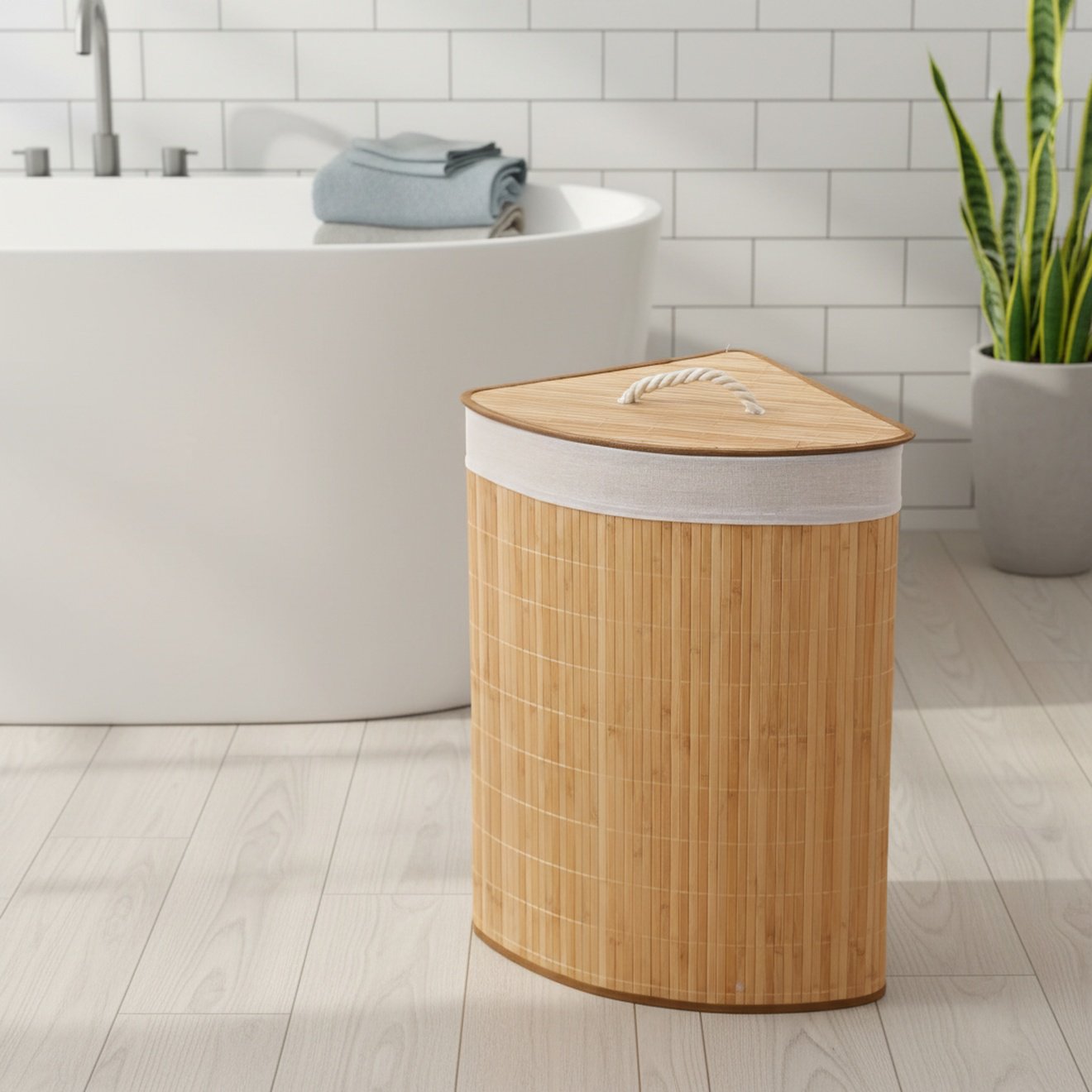 Foldable Dustproof Bamboo Laundry Hamper