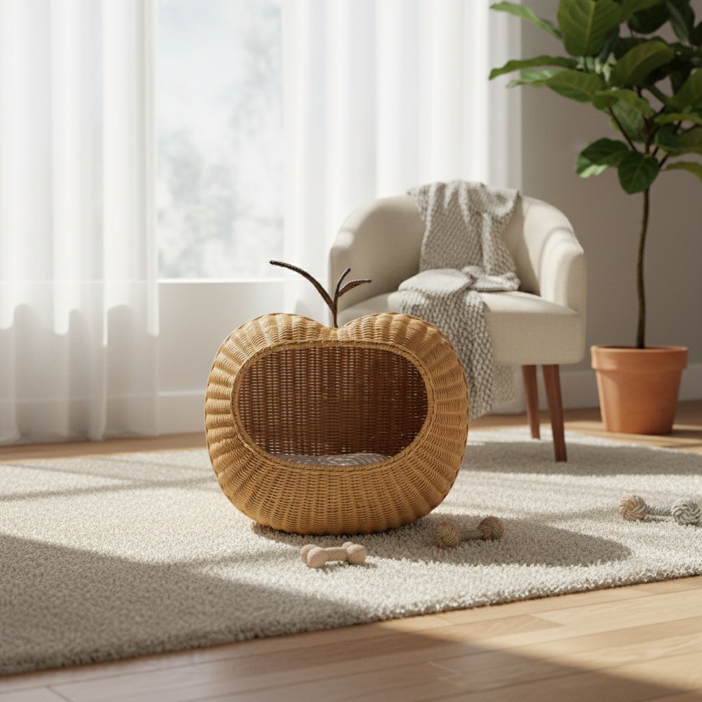 Nordic style rattan wall-mounted key storage basket for home