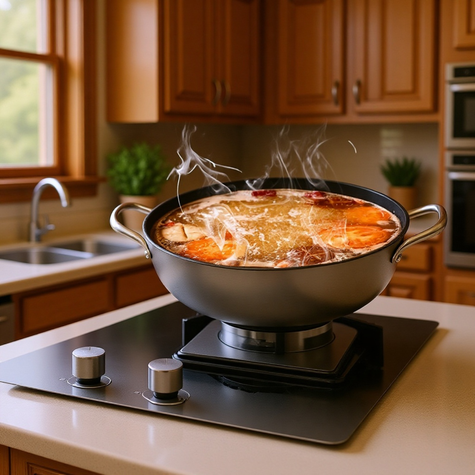 シーフードシチュー鍋、鋳物ホーロー鍋、浅型シチュー鉄鍋、昔ながらの鉄鍋、家庭用テフロン加工シチュー鍋、スープ鍋、両耳鉄鍋