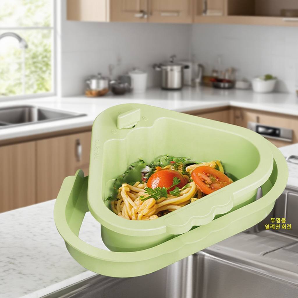 가정용 분리형 라지 물빠짐 바구니 음식물 찌꺼기 여과 수납 바구니 주방 싱크대 오픈 원터치 물빠짐 바구니