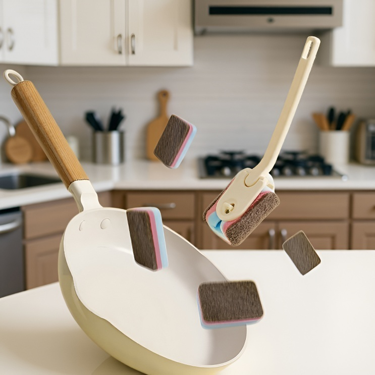 Cepillo de limpieza de cocina con mango largo Cepillo para ollas Cepillo quitamanchas para platos