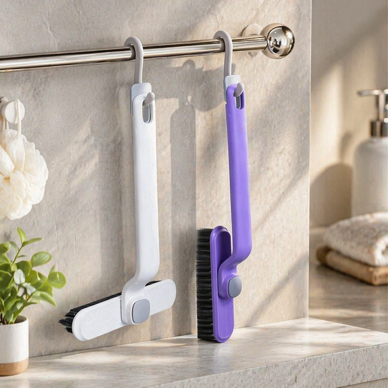 Ergonomic design bathroom brush with board cleaning