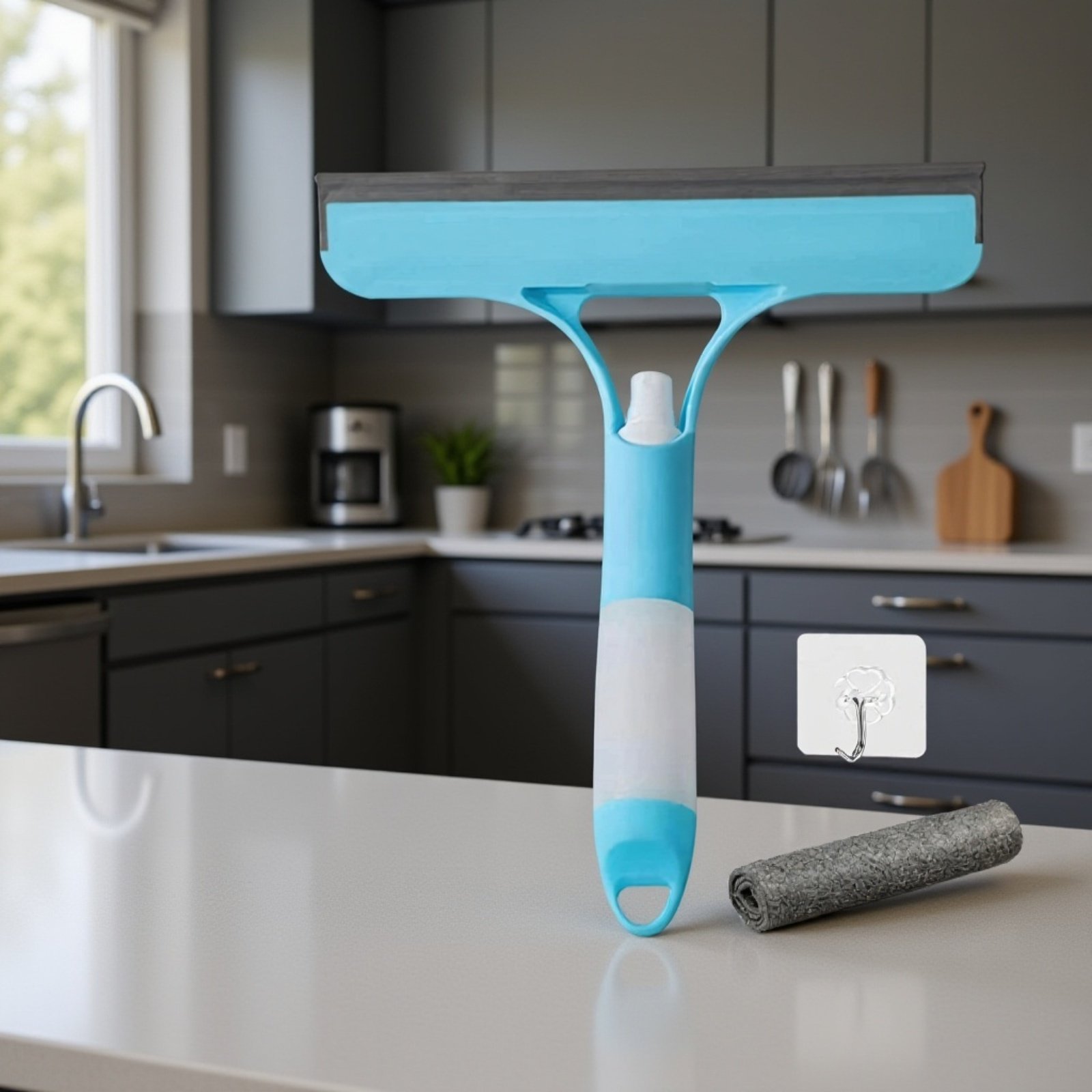 3-in-1 Fensterreiniger mit Sprühflasche, Scheibenwischer für Auto- und Fensterglas