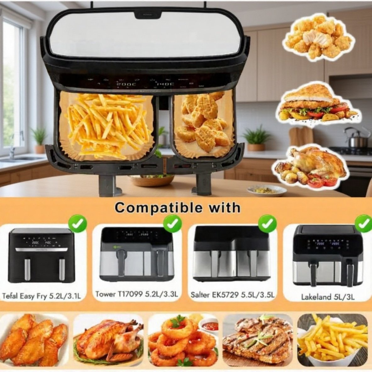 Papel para cocinar sin ensuciar en freidora de aire