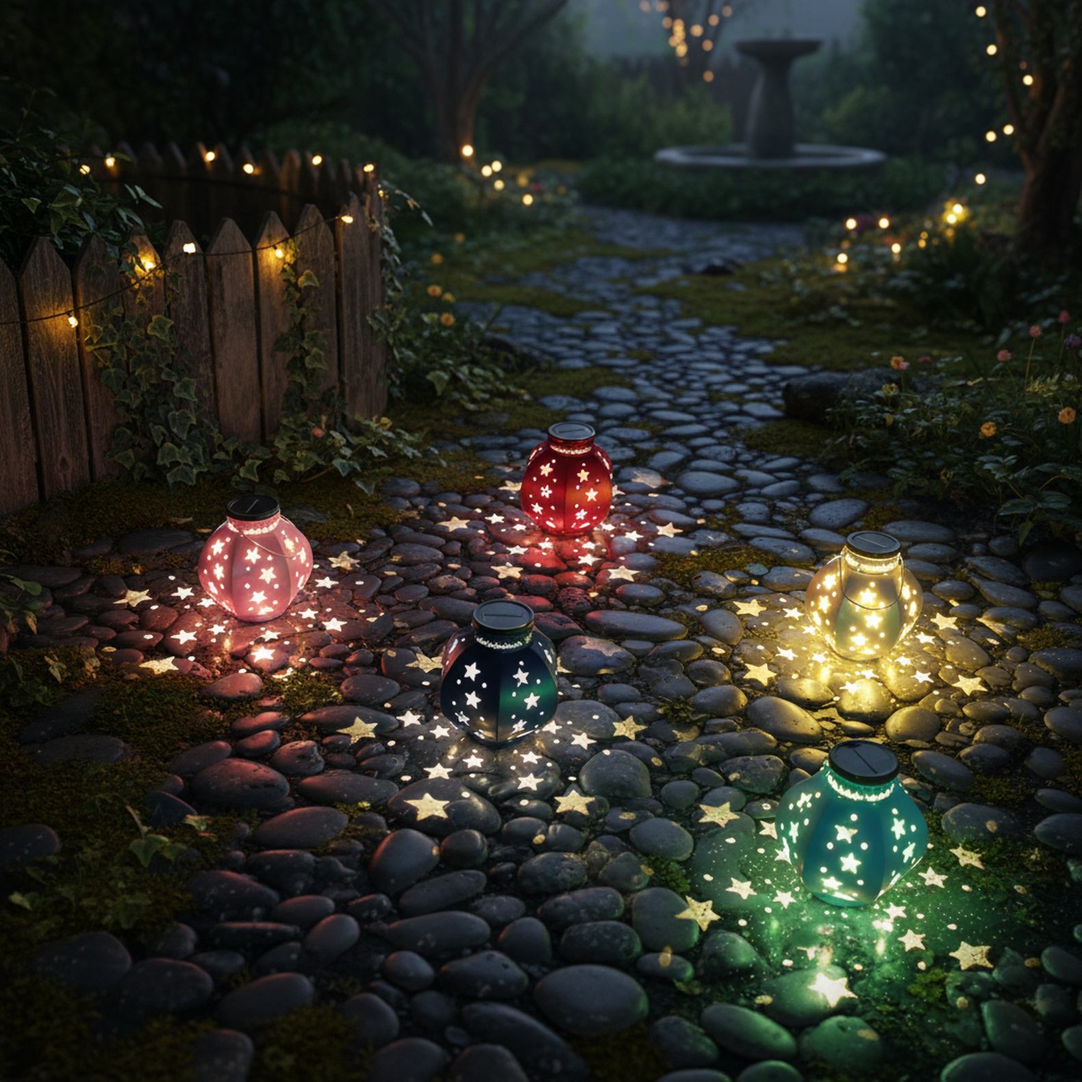 庭園装飾に最適な五芒星LEDライト