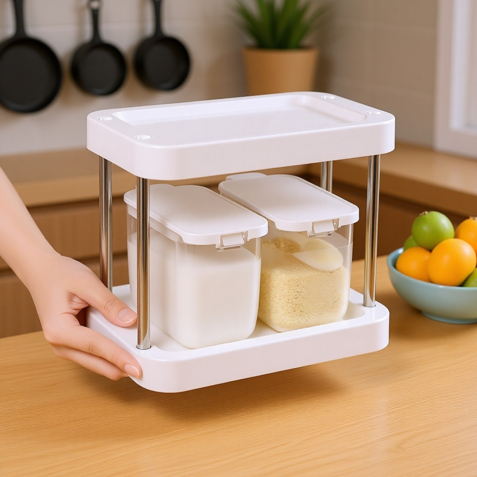 多機能キッチン調味料ボトル収納ラックセット