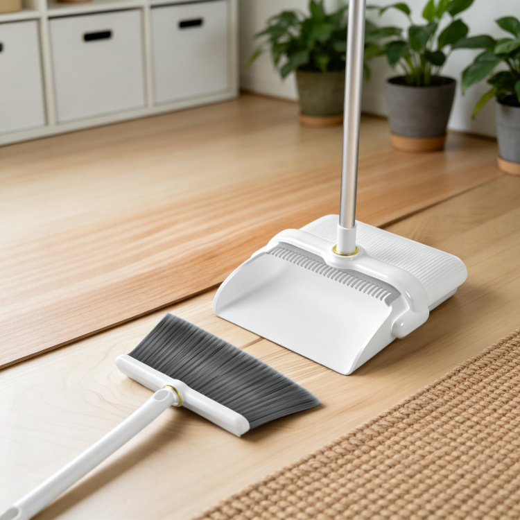 Set de escoba y recogedor con mango largo y cerdas suaves, multifuncional para limpieza doméstica