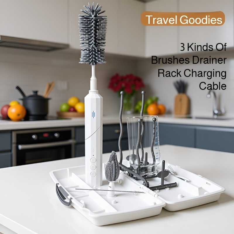 Multi-functional Electric Baby Bottle Cleaning Brush Set with Foldable Design