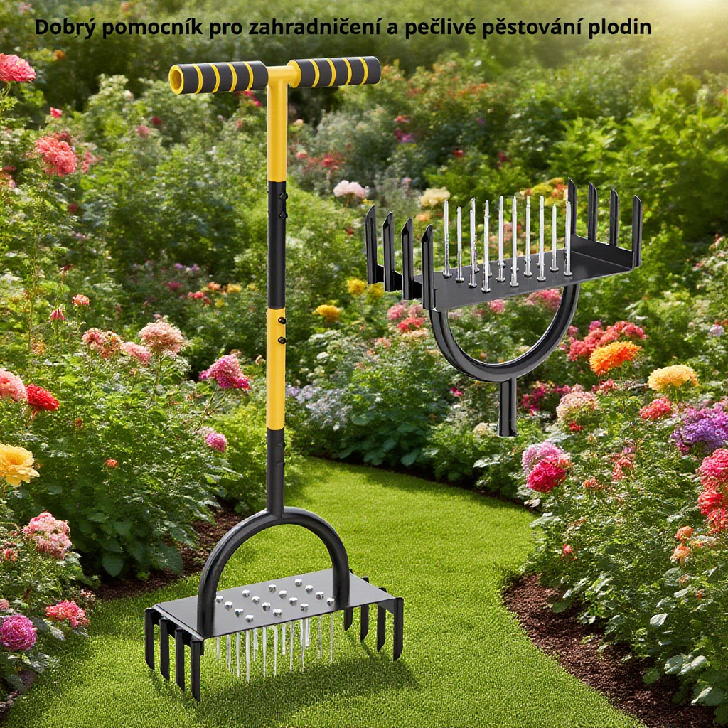  Čepelový provzdušňovač trávníku z uhlíkové oceli s madlem 