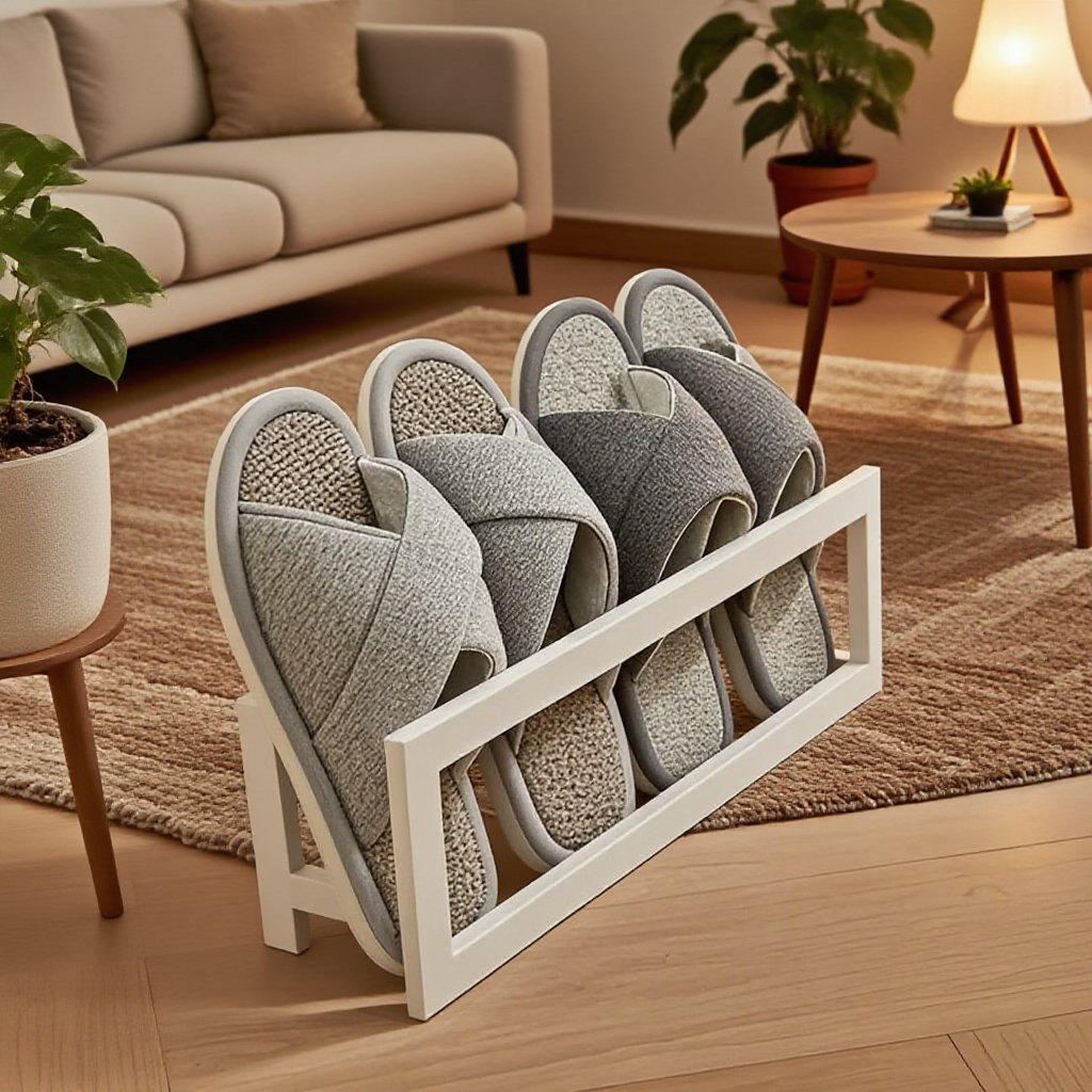 シンプルアイアン製スリッパラック