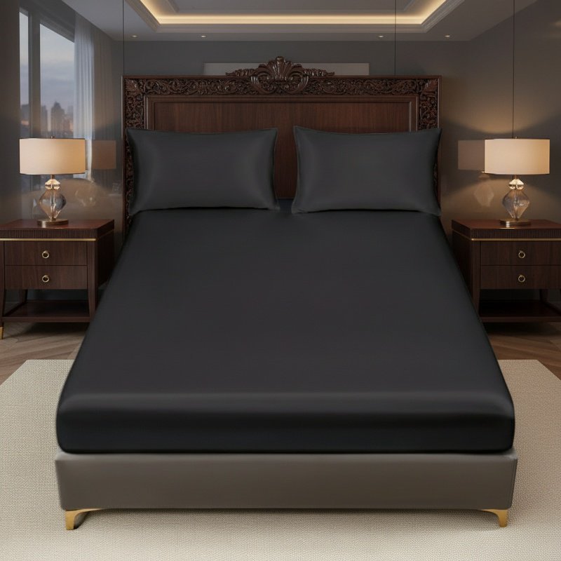 Modern Minimalist Silk Bedspread Bed Skirt, Cool Durable Easy-Clean Bedding