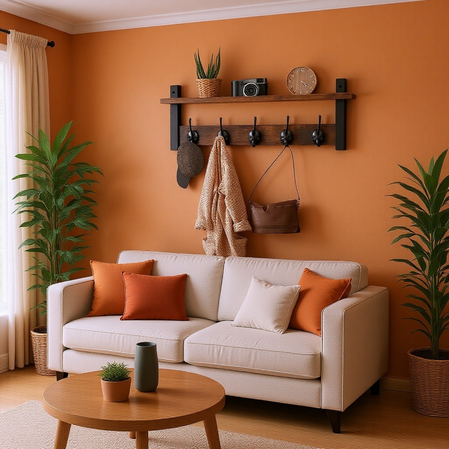 シンプルな木製ウォールシェルフ 玄関キーラック バスルーム収納棚