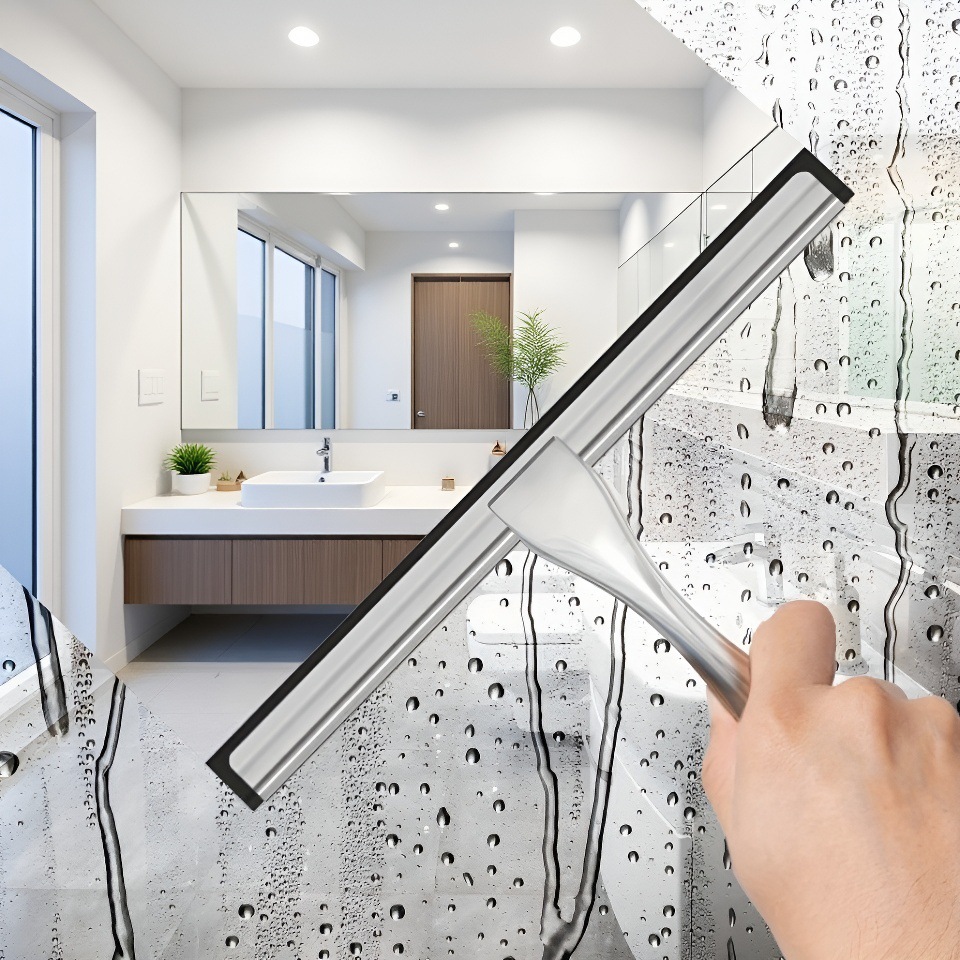 Wycieraczka ze stali nierdzewnej do szkła łazienkowego