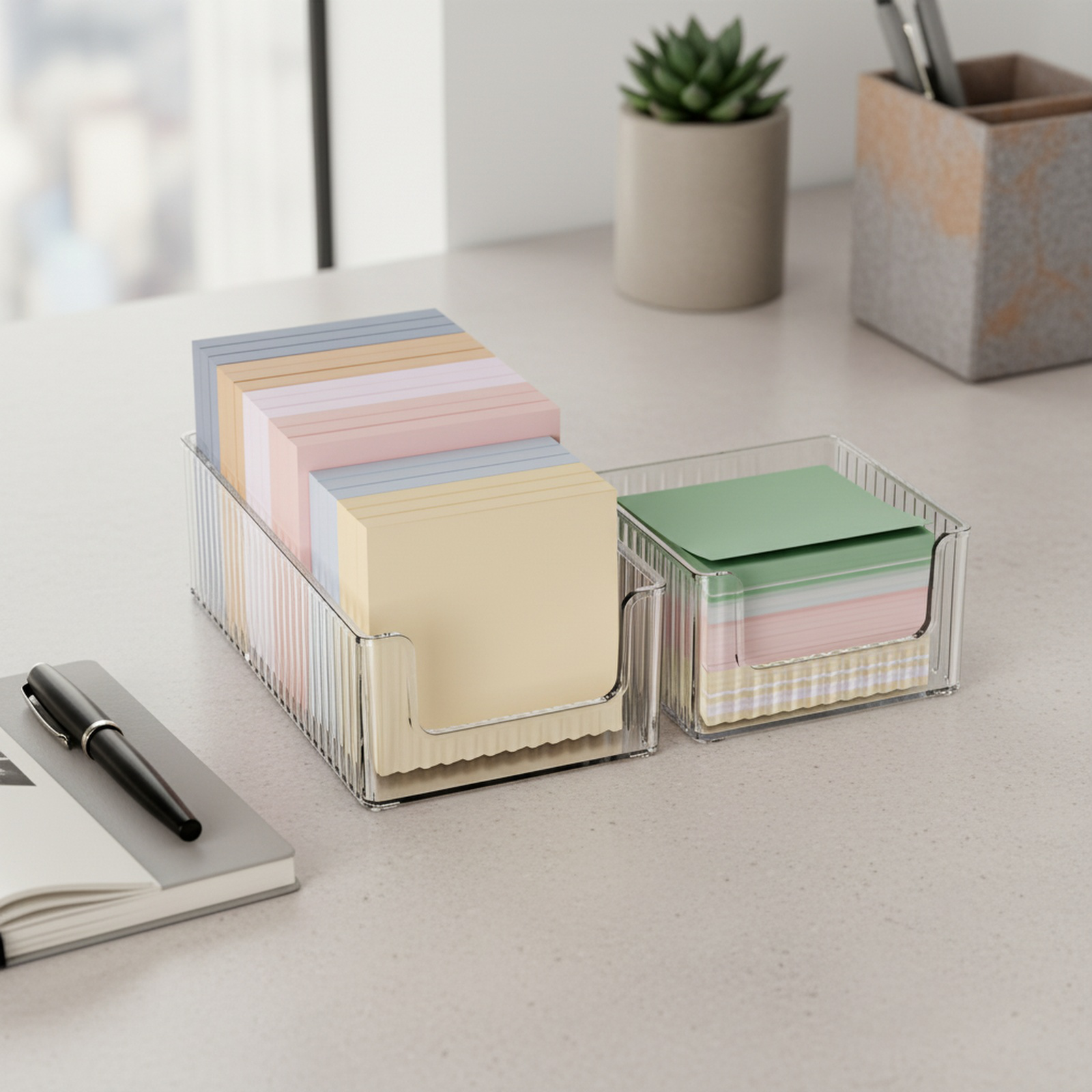 Transparent desktop storage box with pull-out drawer