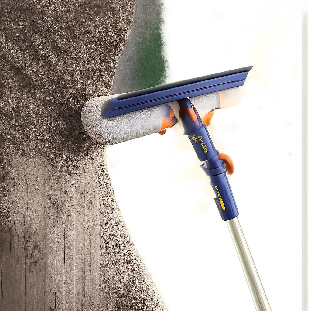 Multifunctional telescopic window cleaning brush in use