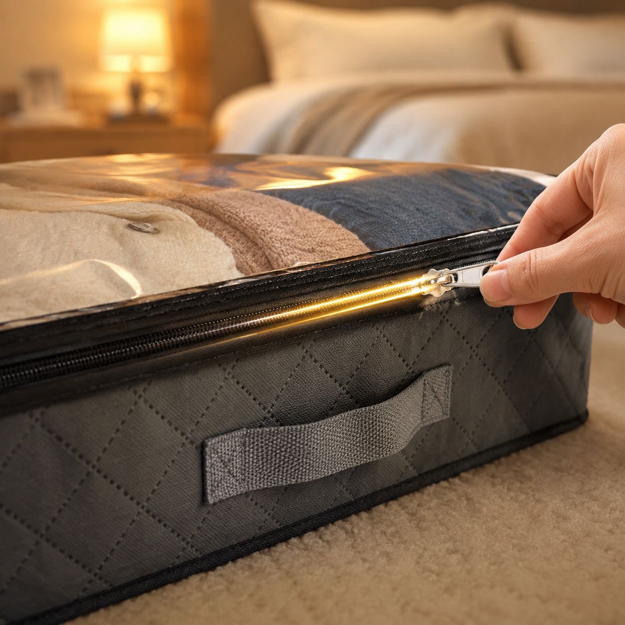Durable and breathable storage box for quilts