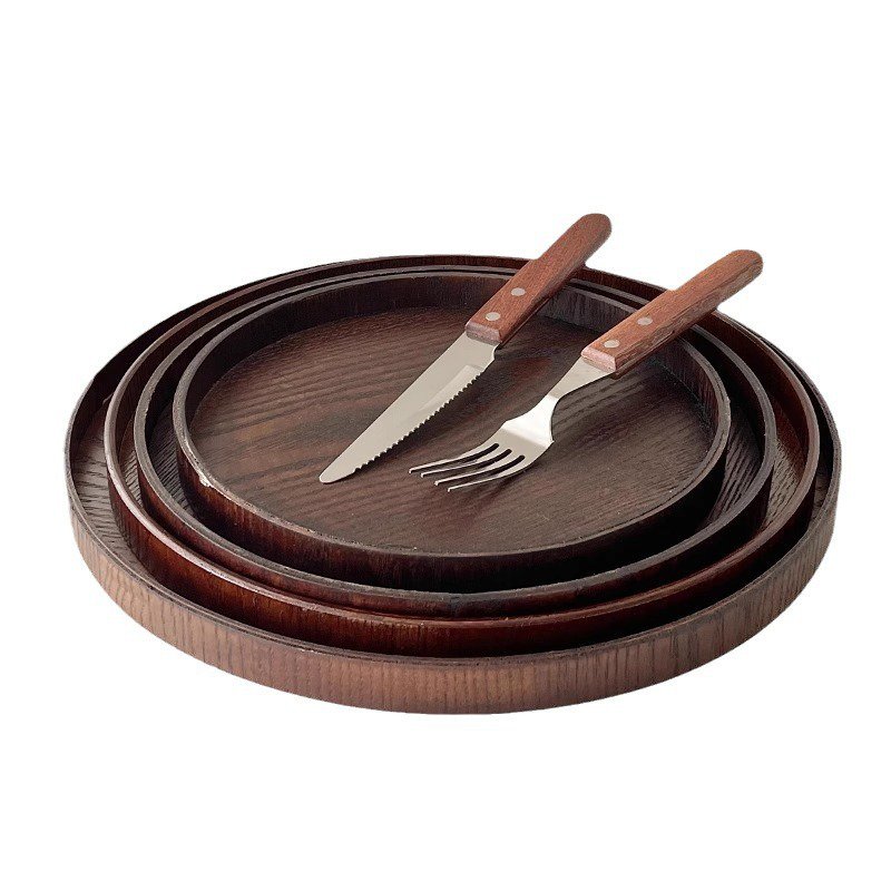 木製ラウンド菓子茶皿