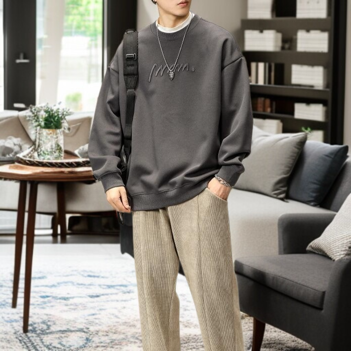 박시핏 남성 맨투맨 캐주얼 스타일