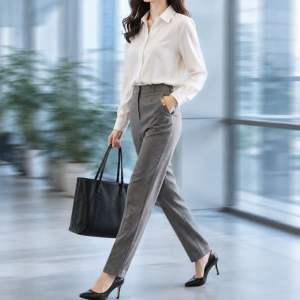 봄 한범 긴팔 쉬폰 이너 셔츠 전체 이미지