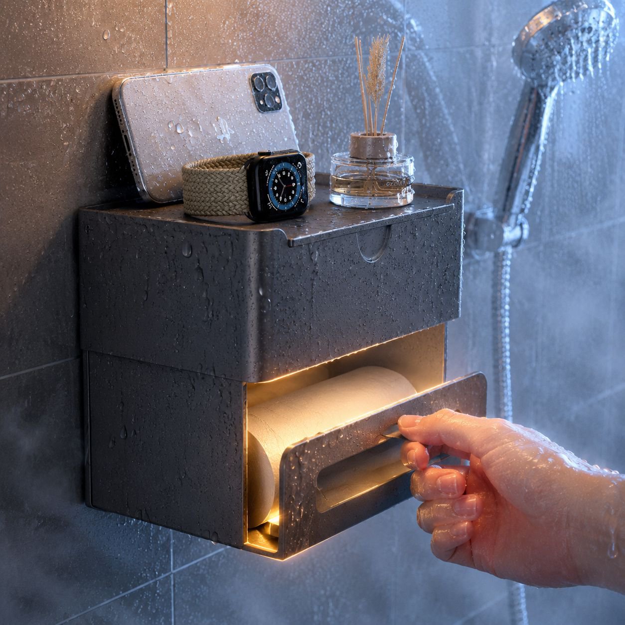 Easy to install bathroom tissue holder on wall