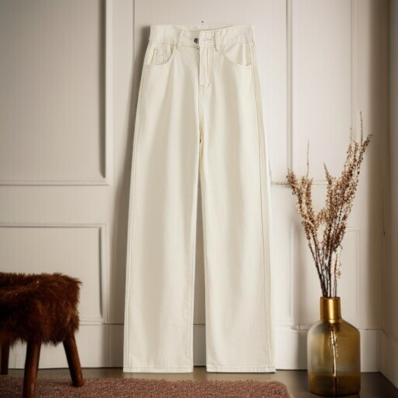 여성 카키 하이웨스트 팬츠 측면 이미지