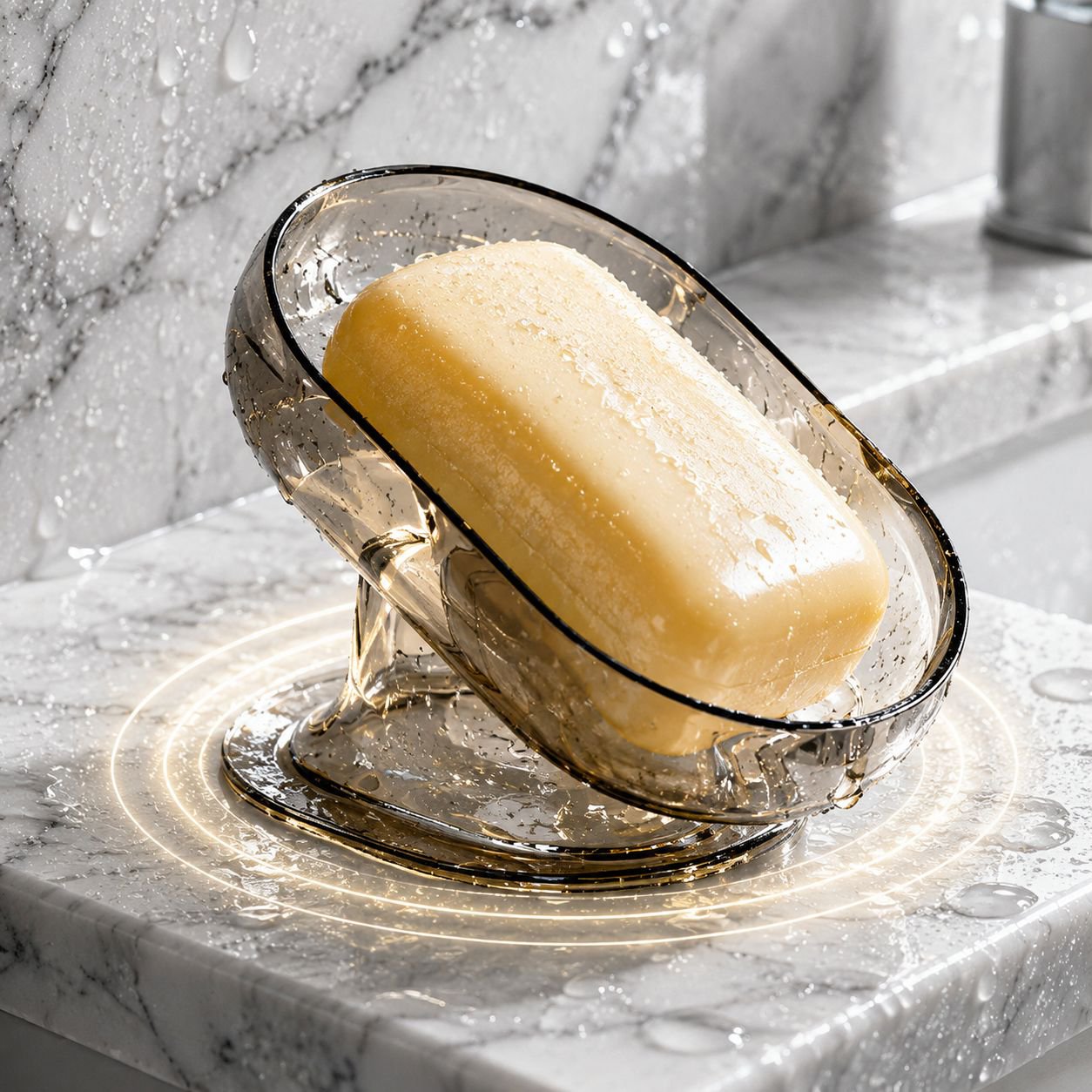 Sleek and simple soap tray for home use