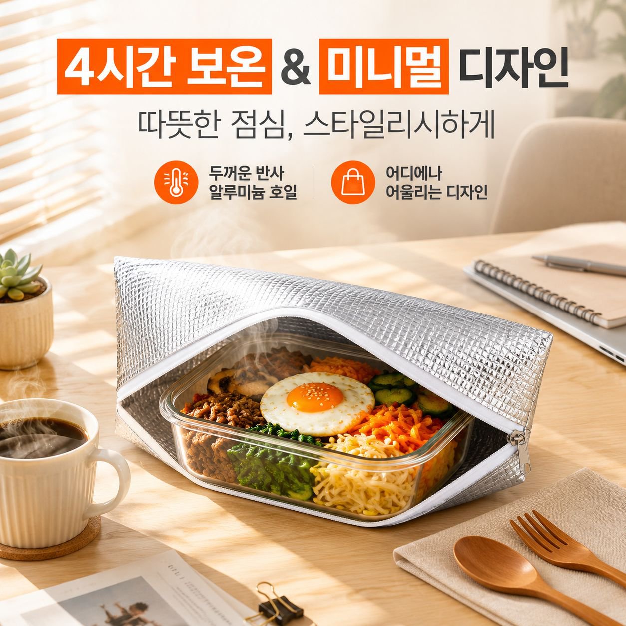 두꺼운 방수 도시락 보온백 심플한 지퍼 도시락가방