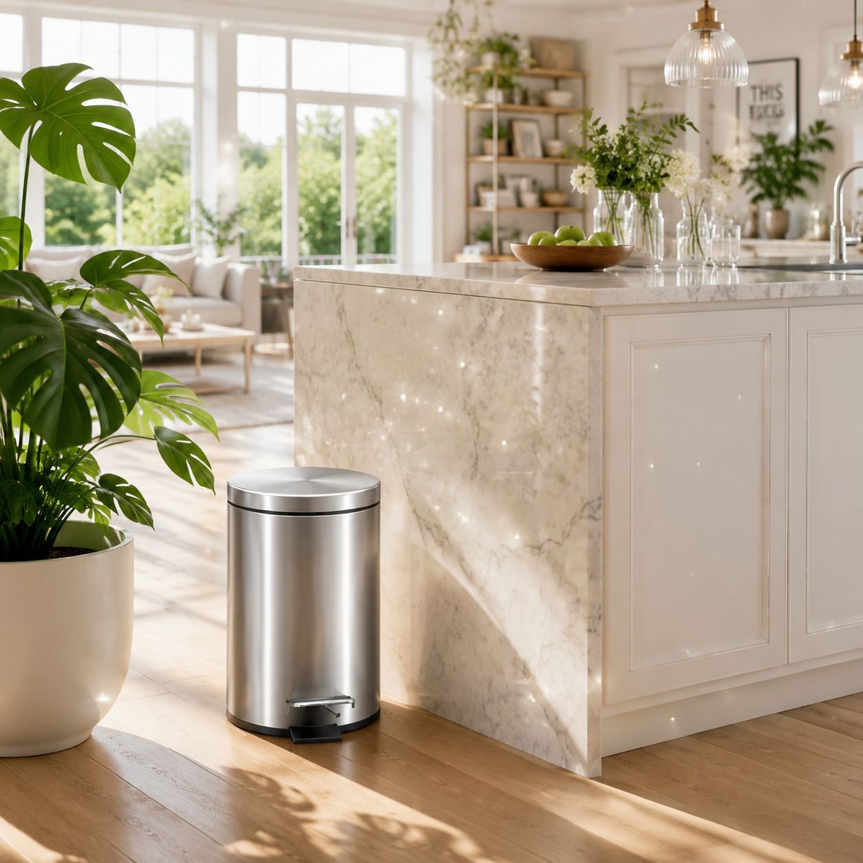 Sleek design kitchen and bathroom trash can