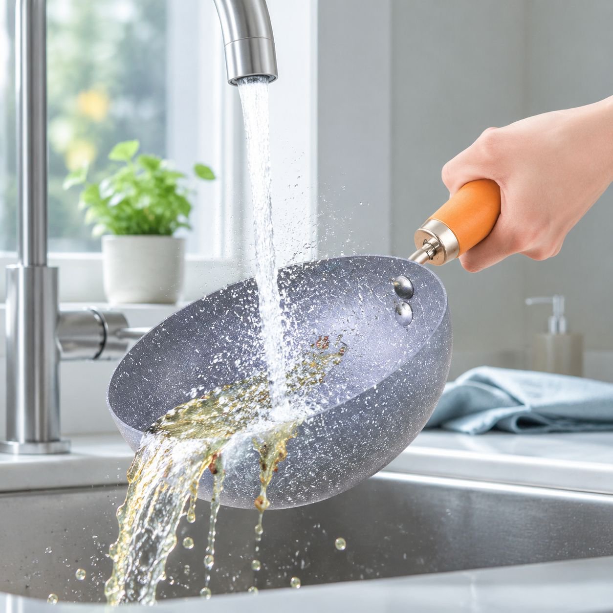 Non-stick mini frying pan with marble pattern, a stylish and affordable household mini frying pan.